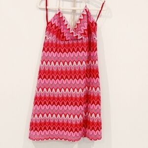 Loft Zig Zag Shimmer Stripe Knit Halter Mini Dress